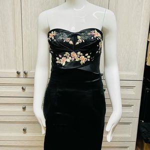 ALEXANDER MCQUEEN VINTAGE SILK STRAPLESS BUSTIER DRESS